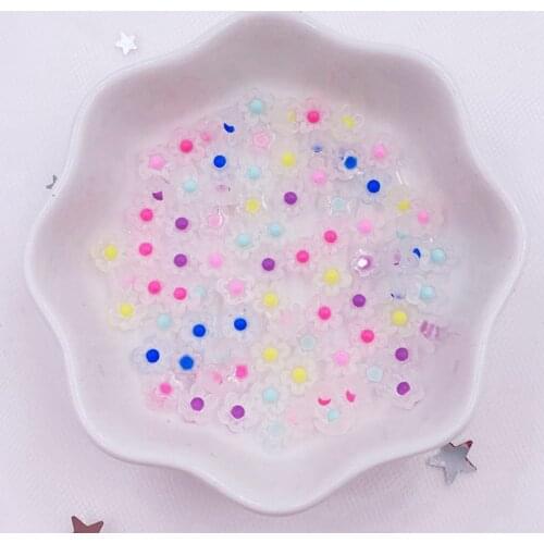 100Pcs 6mm Mini Colorful 3D Flower Nail Art Rhinestone Appliques Scrapbook DIY Manicure Accessories Ornaments SL15