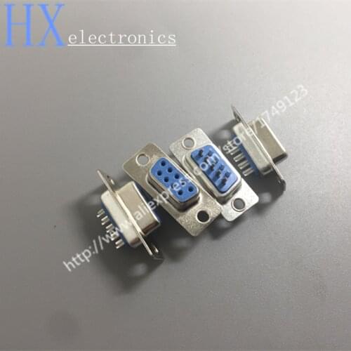 Free shipping 5PCS DB9 famale male socket hole serial seat straight pin RS232 DB-9S connector