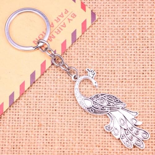 20pcs New Fashion Keychain 61*21 mm peacock Pendants DIY Men Jewelry Car Key Chain Ring Holder Souvenir For Gift