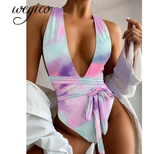 One Piece Swimsuit 2021 Sexy Women Backless Female Beachwear Swimming Suits Cross Bandage Bodysuit High Cut Monokini Swimwear