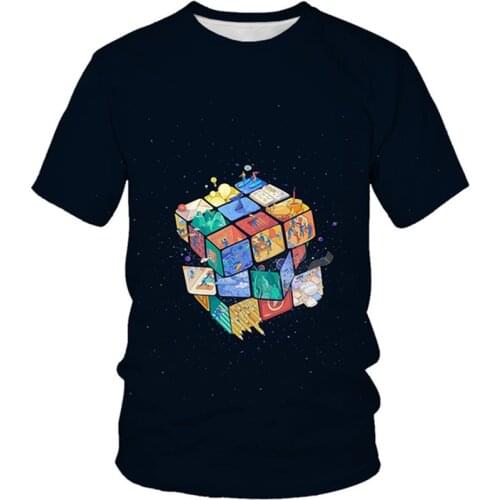 4-12 Year Children Fashion 3D Print T-shirt Boys Girls Magic Cube Eagle Aircraft Galaxy Funny Design T shirt Kids Casual Tshirts