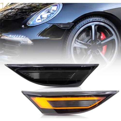 For Porsche 911 Carrera Cayman Boxster LED Front Side Marker Light Turn Signal Lamp Amber Replace OEM Sidemarker Smoke Lens