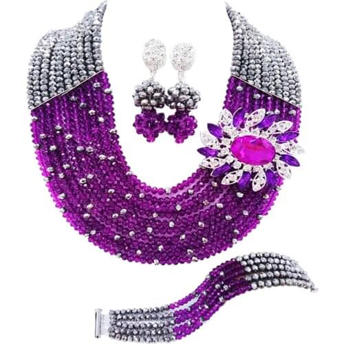 Purple costume african jewelry set nigerian necklace wedding jewelry sets 10szk