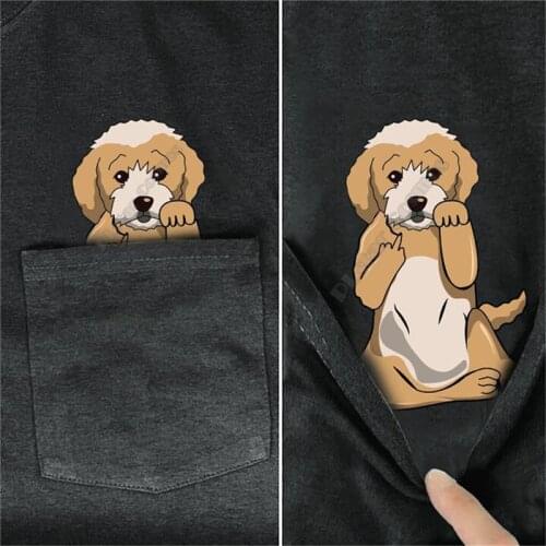 PLstar Cosmos T Shirt summer pocket COCKAPOO printed t-shirt men for women shirts tops funny cotton black tees