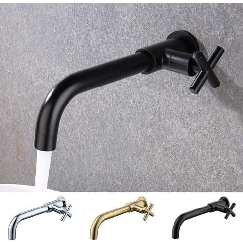 Hot！Brass Wall Mounted Sink Basin Basin Faucet Bathroom Cold Water Tap Rotation Spout Bathroom Kitchen Supplies