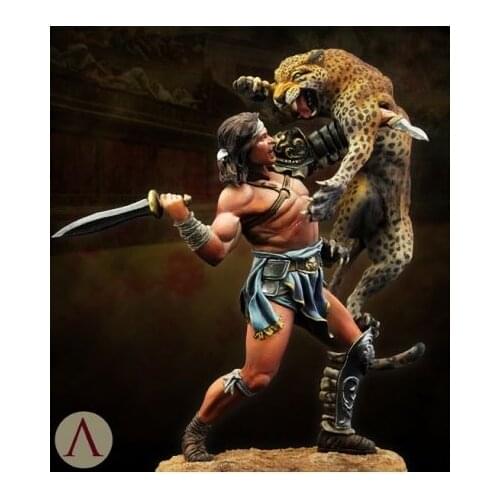 1/24 75mm Roman Gladiator Duel of the Beast 75mm toy Resin Model Miniature Kit Unassembly Unpainted