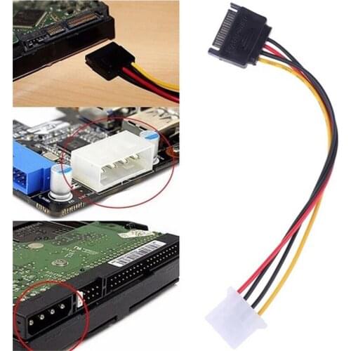 1PC SATA TO IDE Power Cable 15 Pin SATA Male to Molex IDE 4 Pin Female Cable Adapter