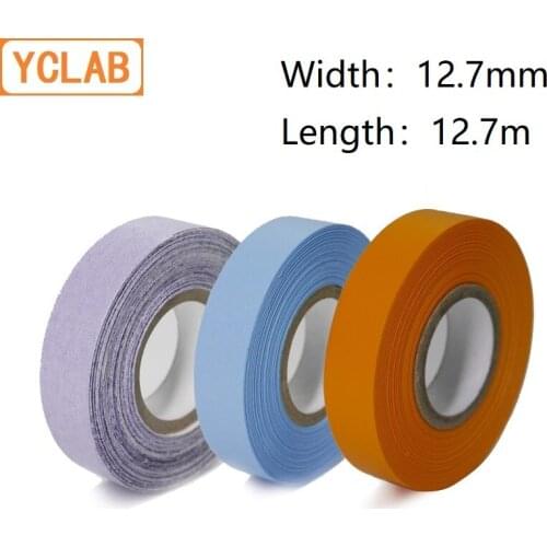 YCLAB 12.7mm*12.7m Colour Label Adhesive Tape Heat Resistant Color Gummed White Yellow Green Red Blue Orange Silver Pink Purple
