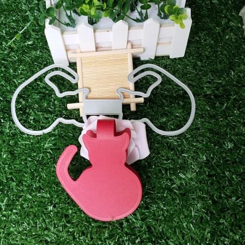 Leather cute kitten key chain metal cutting die steel process template for scrapbook cutting paper embossing card template