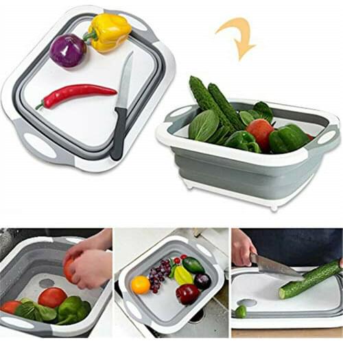 Multi-function 3 In 1 Folding Cutting Board Kitchen Foldable Drain Basket Chopping Blocks Washing Basket Kitchen Organizer