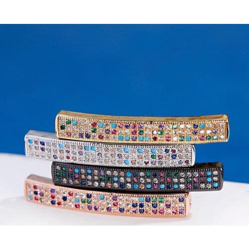 Square Rectangular Jewelry DIY Parts Accessories Gold Color Copper Inlaid With Colored Zircon For Making Bracelets 2020 Gifts