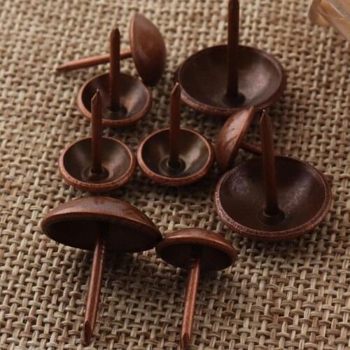100 Pcs Upholstery Tacks,11mm/16MM Copper Nailhead Tacks Rivets Nails,Thumb Old Tacks Studs Nails