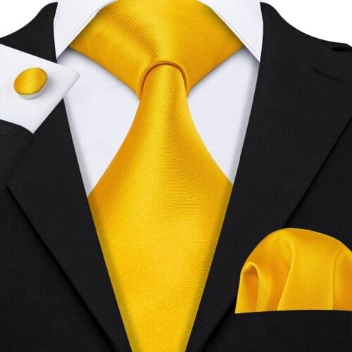 Men Tie Gift Orange Solid Fashion NeckTie For Men Business Party Classic 100% Silk Tie Barry.Wang Neckwear Dropshipping LS-5113