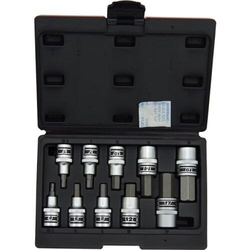 10PCS PARD Industrial 1/2inch Hex Bit Sockets Set 4-19mm Hand Repair Tools