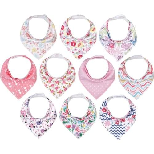 Baby Bibs 10 Pack Set 100% Organic Cotton Feeding Towel Bandana Dribble Newborns Eating Clothes Girls Gift Infant Baby Boy Stuff