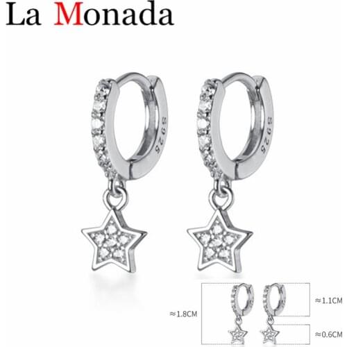 Small Hoop Earrings 925 Sterling Silver Clear CZ Star Tiny Earrings for Girl Gifts anti-allergy Fine Jewelry