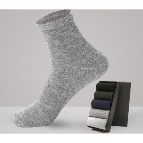 5Pairs/lot Cotton Mens Socks Businessmen Breathable Active Socks Man Solid Crew Socks Male Meias Sokken for All Season EU 39-46