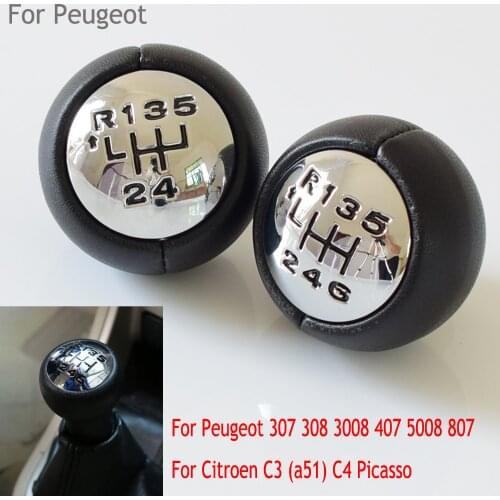 New Electroplate Gear Shift Knob For Peugeot 308 3008 407 5008 807 Partner For Citroen C3 C4 Picasso Gear Shift Knob HeadBall