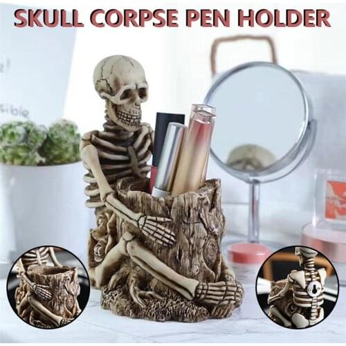 2020 New Skull Pen Pencil Holder 1PC Key Holder Makeup Brush Holder Office Desk Supplies Makeup Organizer D26#30