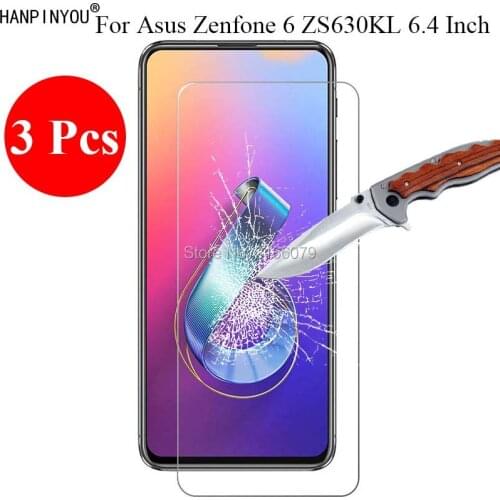 3 Pcs/Lot New 9H 2.5D Clear Tempered Glass Screen Protector For Asus Zenfone 6 ZS630KL 6.4" Protective Film Guard + Clean Tools
