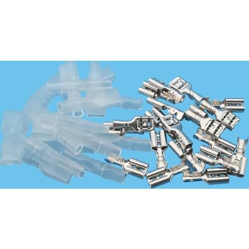 20Pairs 4.8mm Female Spade Crimp Terminals With Transparent Insulating Sleeve Electrical Cable Wire Wrap Adapter Connectors