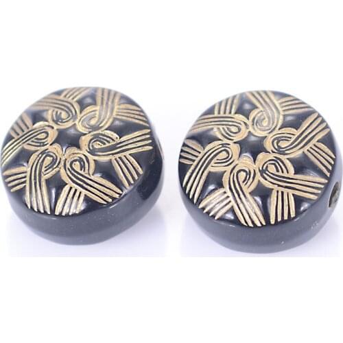 Wholesale 300 Pcs 11x16mm Acrylic Flat Round Shape Plastic Antique Design Beads For Jewelry Making Accessories