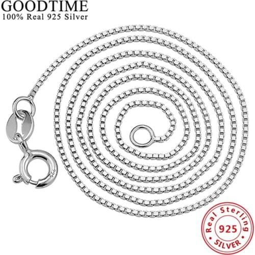 Wholesale Sterling Silver Jewelry Pure Silver Box Chain Necklace Real Solid 925 Sterling Silver Link Chains for Women AJC003