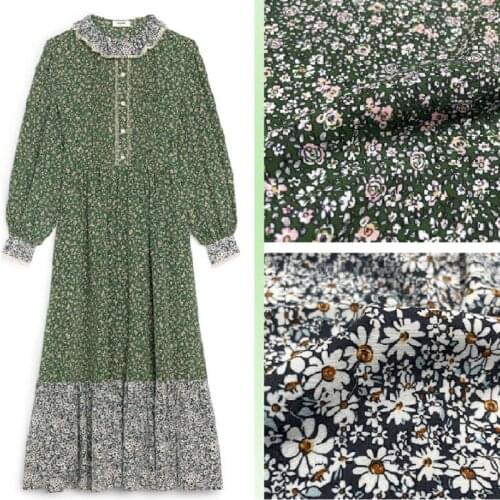 Spring and Summer Small Floral Dress Crepe de Chine 100% Polyester Material Fashion Sewing Needlework DIY Design Printed Fabric