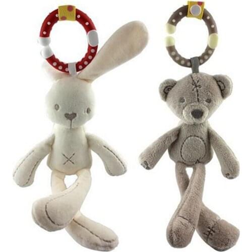 Infant Baby Rattle Cute Rabbit Stroller Wind Chimes Hanging Bell Musical Baby Toy Doll Soft Bear Bed Appease Rattles Toys G0380