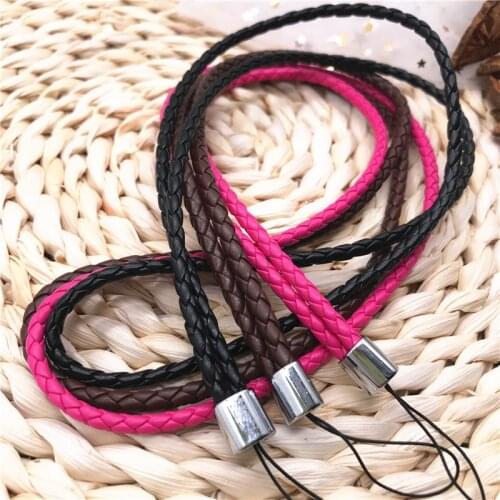 Simplicity Pu Weave Neck Strap Business Anti-slip Mobile Phone Lanyard Cord Phone Hand Rope For Keys ID Card USB MP3 Sling