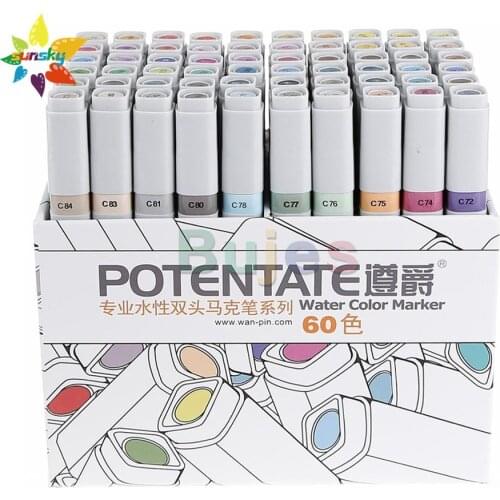 POTENTATE 12/24/36/48/60/84 color Professional water-based double head marker Hand painted design animation pop pen art supplies