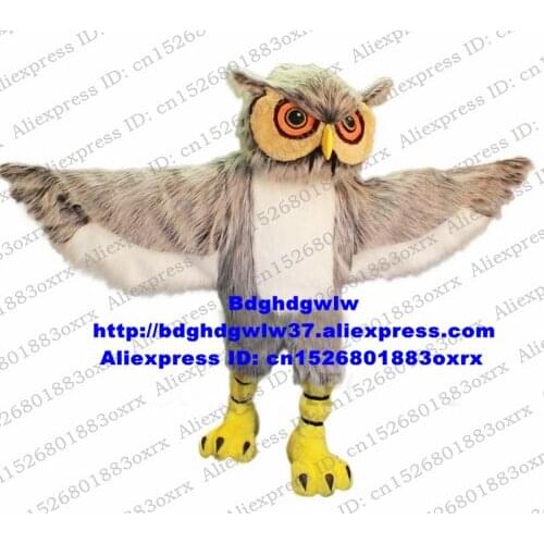 Gray Long Fur Ordy Owl Owlet Mascot Costume Adult Cartoon Character Outfit Suit Ceremonial Event Company Kick-off zx2867