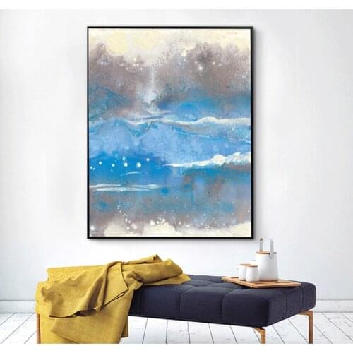 Modern Abstract Oil Painting Canvas Printings Wall Art Picture Home Decor Living Room Blue Impressionism Paintings