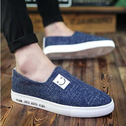 Summer Breathable Mens Casual Shoes Round Toe Basic Male Flat Canvas Shoes Summer Slip on Male Loafers