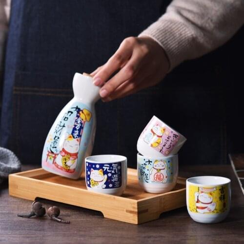 Japan Porcelain Vintage Ceramic Pot Flagon Liquor Spirits Cups Set Kitchen Dining Bar Drinkware Japanese Sake Wine Set BS50WP
