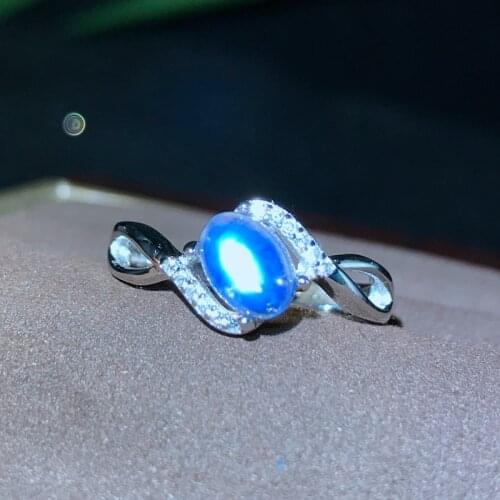 Genuine Natural Moonstone Ring Solid 925 Sterling Silver For Woman Gemstone Rings Girl Fine Jewelry