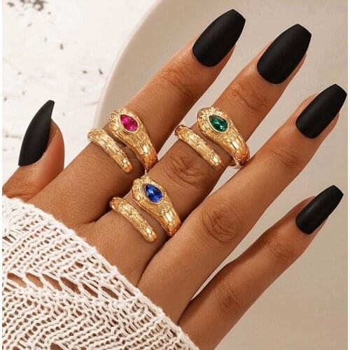 Fashion Gold Color Snake Ring For Women Girl Adjustable Exquisite Shiny Cubic Zirconia Finger Ring Wedding Jewelry Gift