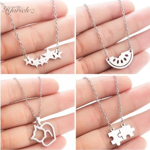 Hfarich Personalize 5 Star Choker Necklace For Women Geometric Puzzle Unisex Gold Long Chain Pendant Necklace 2019