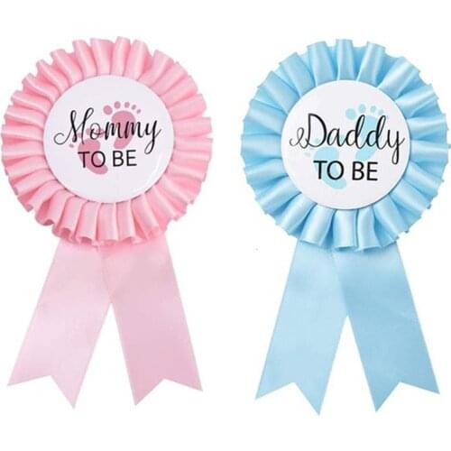 Tinplate Mommy to be Daddy to be Badge MOM TO BE Shoulder Girdle DIY Gender Reveal Party Decorations Baby Shower Party Supplies