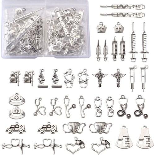 100pcs/box Tibetan Style Zinc Alloy Pendants Charms Mixed Shapes for Jewelry Making DIY Bracelet Necklace