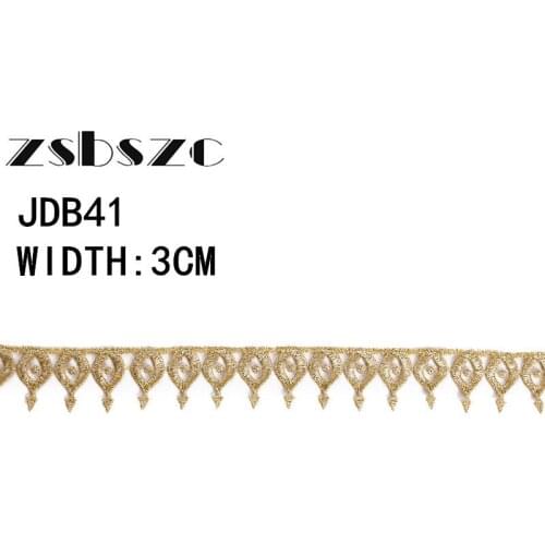 3CM Width 10Yards Vintage Gold Lace Wave Ribbon Glitter Crocheted DIY Craft Sewing Supplies