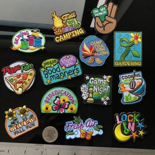 3D Rubber Embroidery Patches for Clothing Cartoon Pizza Flower Butterfly Moon Chess Letter Embroidered Colorful Appliques