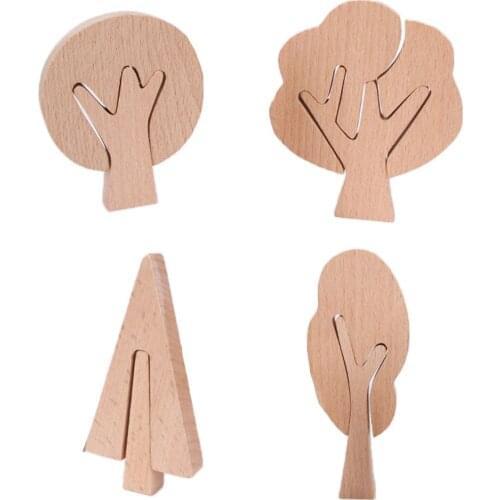 4pcs/set Children DIY Painting Wood Wooden Trees Ornament Kits Art Toy Gifts