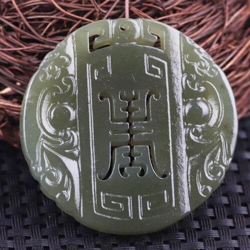 5A Natural hetian green jade pendant necklaces hollow lotus jade necklace brand men women jade jewelry jadeite