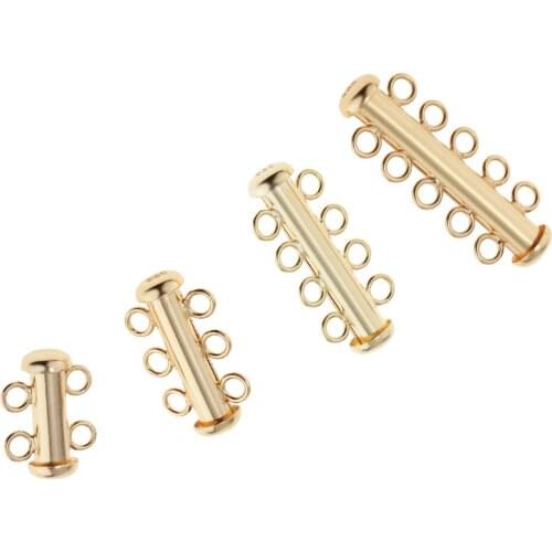 925 Sterling Silver 2-5 Strand Slide Tube Clasp Gold Plated Jewelry Findings