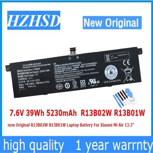 7.6V 39Wh 5230mAh R13B02W R13B01W new Original R13B02W R13B01W Laptop Battery For Xiaomi Mi Air 13.3"