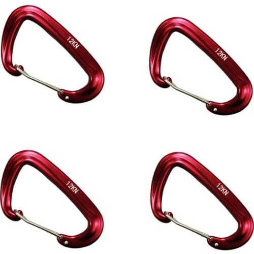 12KN Climbing Carabiners Heavy Duty D-type Clips Aluminum Alloy Hook for Hammocks Camping Keychain Hiking Dogs Gym 4Pcs