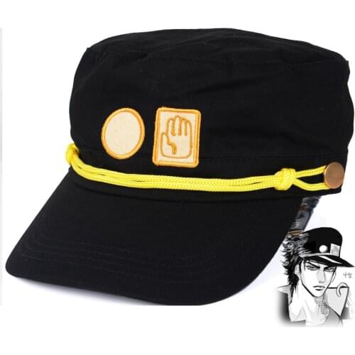 Anime JOJO JoJos Bizarre Adventure Cosplay Cap Jotaro Kujo Cosplay Accessories Hats Army Military Flatcap Badges Anime Around