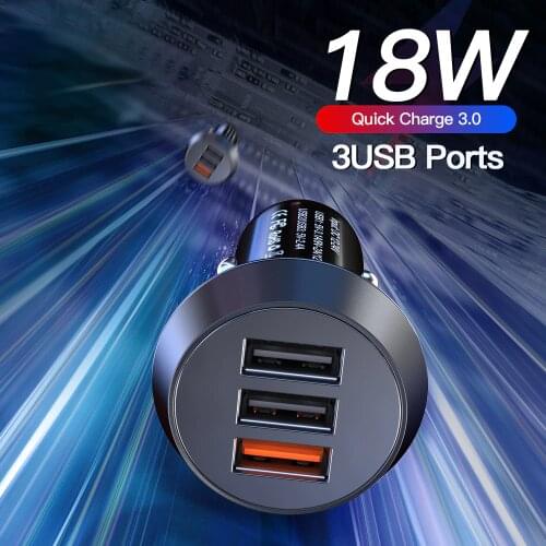 USB Car Phone Charger 3 Ports 3A Fast Charging Quick Charge QC3.0 18W Mobile Phone Adapter Car-Charger For iPhone Xiaomi Samsung