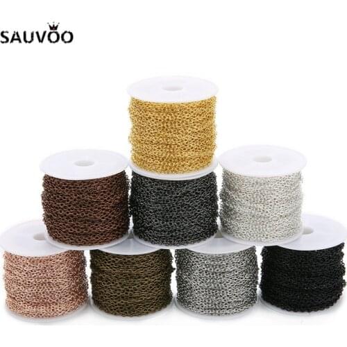 10 Yard/roll Gold Rose Gold Black Antique Bronze Color 2x3mm 3x4mm Bulk Necklace Bracelets Chain for DIY Jewelry Making Findings